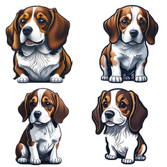 Beagle Dog Set created by using generative artificial intelligence