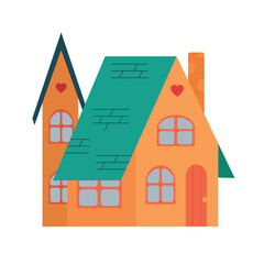 Vector modern illustration of a cute country house isolated from background. Rental and sale of housing. A picture of dollhouse