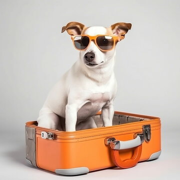 Perro con gafas graciosas se va de vacaciones