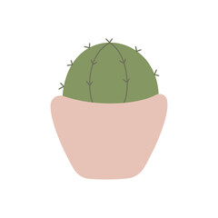 Naklejka premium Cactus, Desert spingy plant, green plant in pot, pastel cute plant, vector