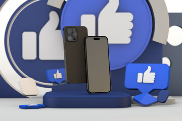 3d facebook like icon and new iphone 15 pro