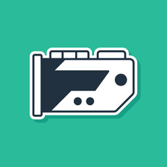 Blue Video graphic card icon isolated on green background. Vector