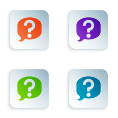 Color Speech bubble chat icon isolated on white background. Message icon. Communication or comment chat symbol. Set colorful icons in square buttons. Vector