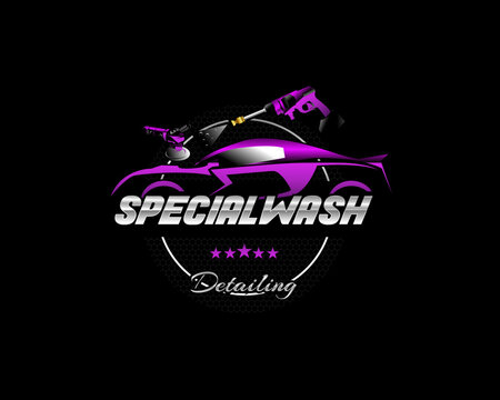 Car illustration logo for clean vehicle detailing washing services