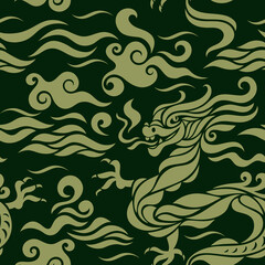 Seamless pattern with Dragon. Symbol of 2024. Year of the Dragon.