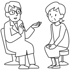 医師の診察を受けるシニア女性