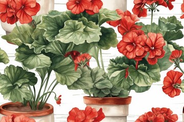 vibrant potted plant with red flowers created with Generative AI technology