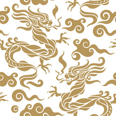 Seamless pattern with Dragon. Symbol of 2024. Year of the Dragon.