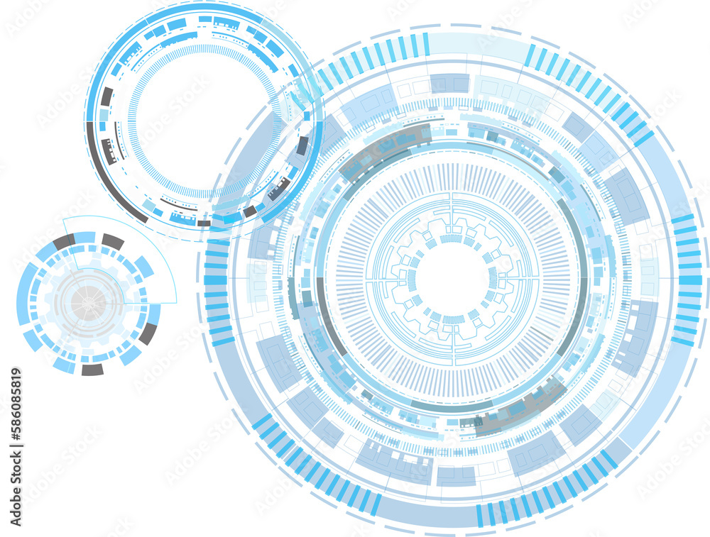 Poster abstract blue computer technology background with circuit board and circle tech.illustration for ele