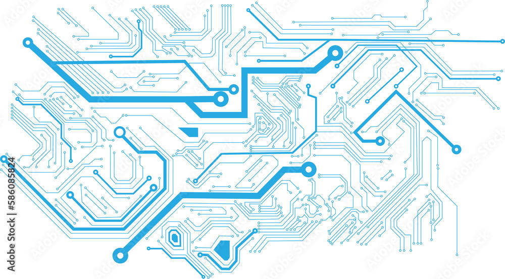 Poster abstract blue computer technology background with circuit board and circle tech.illustration for ele