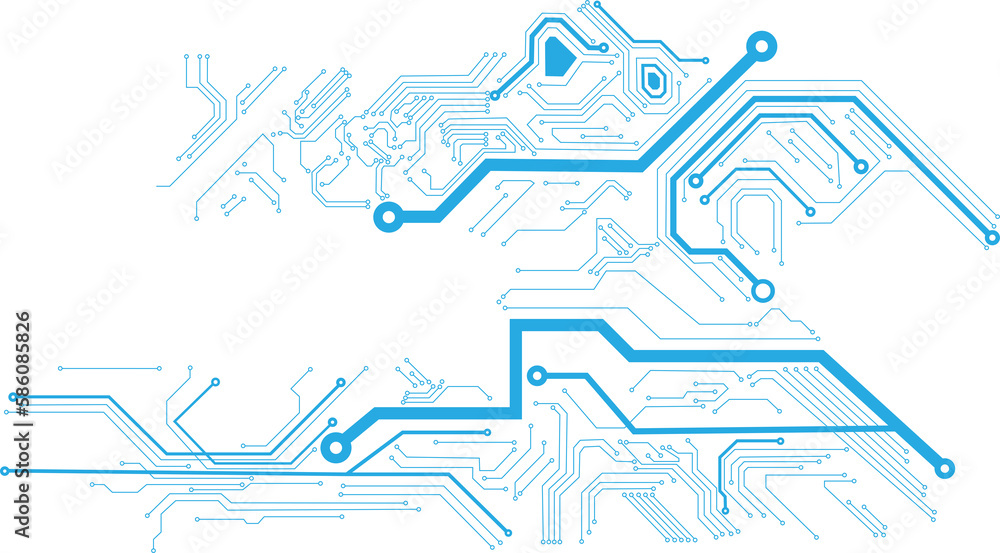 Poster abstract blue computer technology background with circuit board and circle tech.illustration for ele