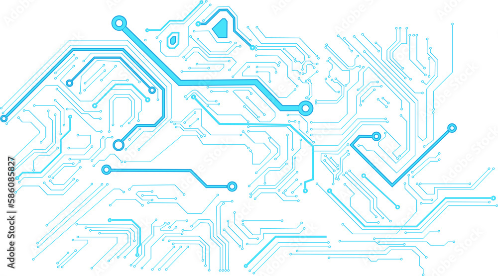 Poster abstract blue computer technology background with circuit board and circle tech.illustration for ele