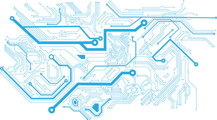 Abstract blue computer technology background with circuit board and  circle tech.illustration for elements