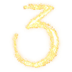 3 number golden glitter