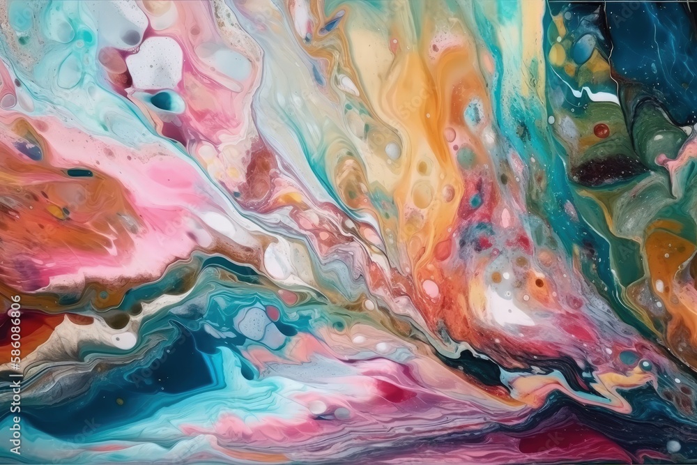 Poster abstract painting with vibrant colors and geometric shapes created with generative ai technology