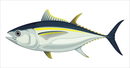 Tuna Fish Sea Food Yellowfin Vector Illustration