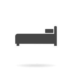 Illustration of bed icon on white background.