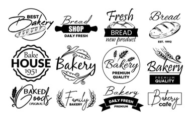Set of labels and logo for the sale of bread