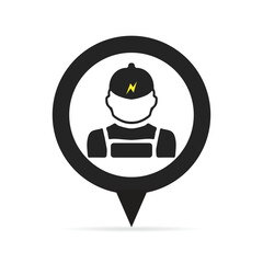 Technician icon with simple silhouette design isolated on white background.