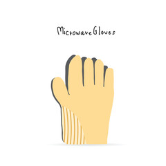Kitchen glove line icon for web, mobile and infographics. Vector illustration. Isolated element on white background. Symbol collection. Hand drawn. Vector doodles.