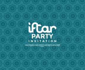 Naklejka premium Iftar Party Ramadan Invitation poster template design with illustration