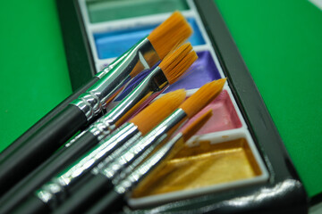 make up brushes and paints
