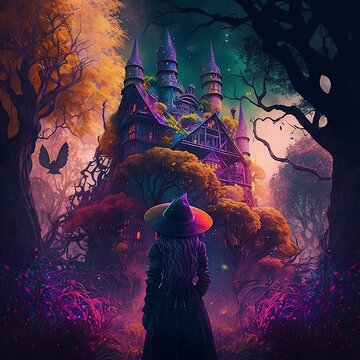 A Witch Standing in Front of a House Generative AI