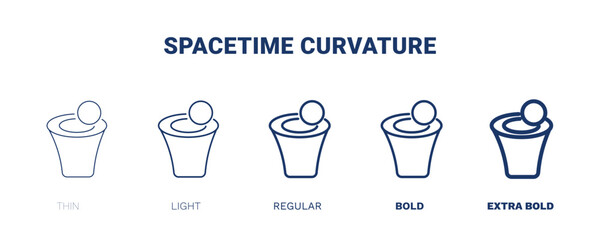 spacetime curvature icon. Thin, light, regular, bold, black spacetime curvature, curvature icon set from education collection. Editable spacetime curvature symbol can be used web and mobile