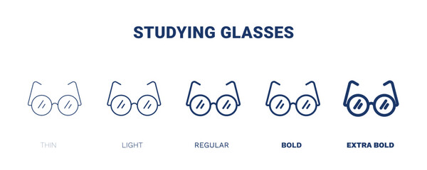 studying glasses icon. Thin, light, regular, bold, black studying glasses, education icon set from education collection. Editable studying glasses symbol can be used web and mobile
