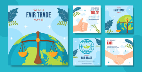 World Fair Trade Day Social Media Post Flat Cartoon Hand Drawn Templates Background Illustration - obrazy, fototapety, plakaty