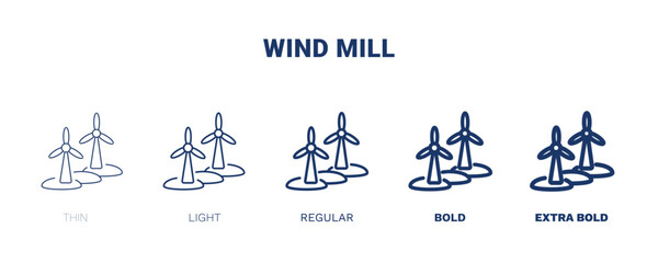wind mill icon. Thin, light, regular, bold, black wind mill, wind icon set from ecology collection. Editable wind mill symbol can be used web and mobile
