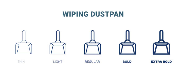 wiping dustpan icon. Thin, light, regular, bold, black wiping dustpan, home icon set from cleaning collection. Editable wiping dustpan symbol can be used web and mobile