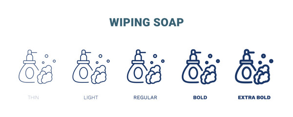 wiping soap icon. Thin, light, regular, bold, black wiping soap, brush icon set from cleaning collection. Editable wiping soap symbol can be used web and mobile