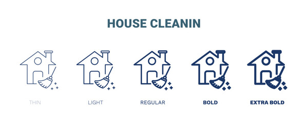 house cleanin icon. Thin, light, regular, bold, black house cleanin, house icon set from cleaning collection. Editable house cleanin symbol can be used web and mobile
