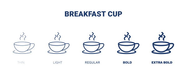 breakfast cup icon. Thin, light, regular, bold, black breakfast cup icon set from restaurant collection. Editable breakfast cup symbol can be used web and mobile