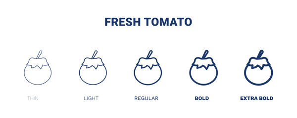 fresh tomato icon. Thin, light, regular, bold, black fresh tomato icon set from restaurant collection. Editable fresh tomato symbol can be used web and mobile