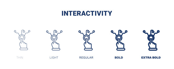 interactivity icon. Thin, light, regular, bold, black interactivity icon set from artificial intellegence collection. Editable interactivity symbol can be used web and mobile