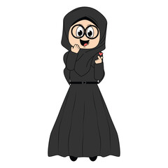 cute girl hijab cartoon illustration