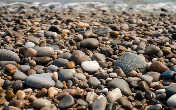 Pebbles on the beach. Generative AI technology.