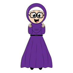 cute girl hijab cartoon illustration
