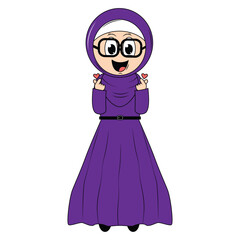 Fototapeta premium cute girl hijab cartoon illustration