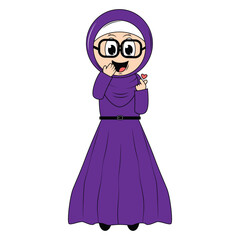 cute girl hijab cartoon illustration