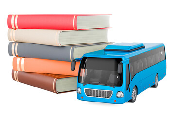 Bus with books, 3D rendering
