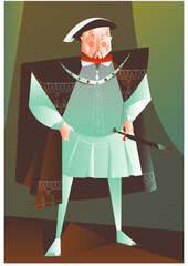 Fototapeta na wymiar Tudor King Henry VIII Vector illustration