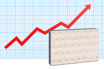 Obraz premium Mattress with growing chart. 3D rendering