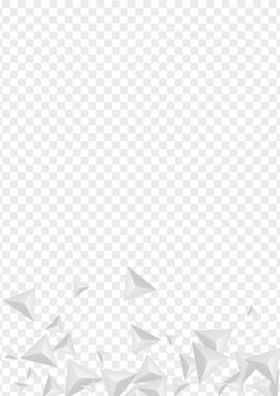 Silver Polygon Background Transparent Vector. Crystal Graphic Tile. Greyscale Concept Banner. Triangle Simple. Gray Origami Design.
