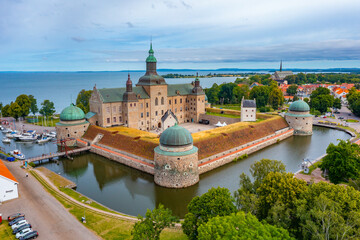 Aerial view of Vadstena castle in Sweden