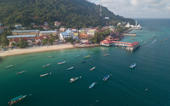 A village at Perhentian Island Terengganu, Malaysia. contains noise and film grain due to High.