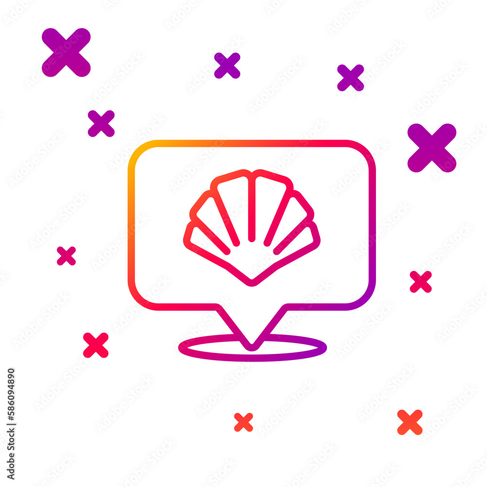 Poster color line scallop sea shell icon isolated on white background. seashell sign. gradient random dynam