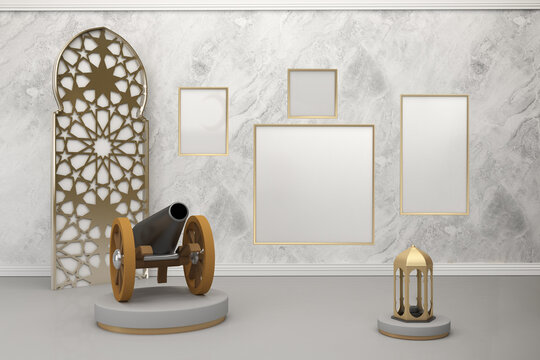 Ramadan Frames On Wall In White Background